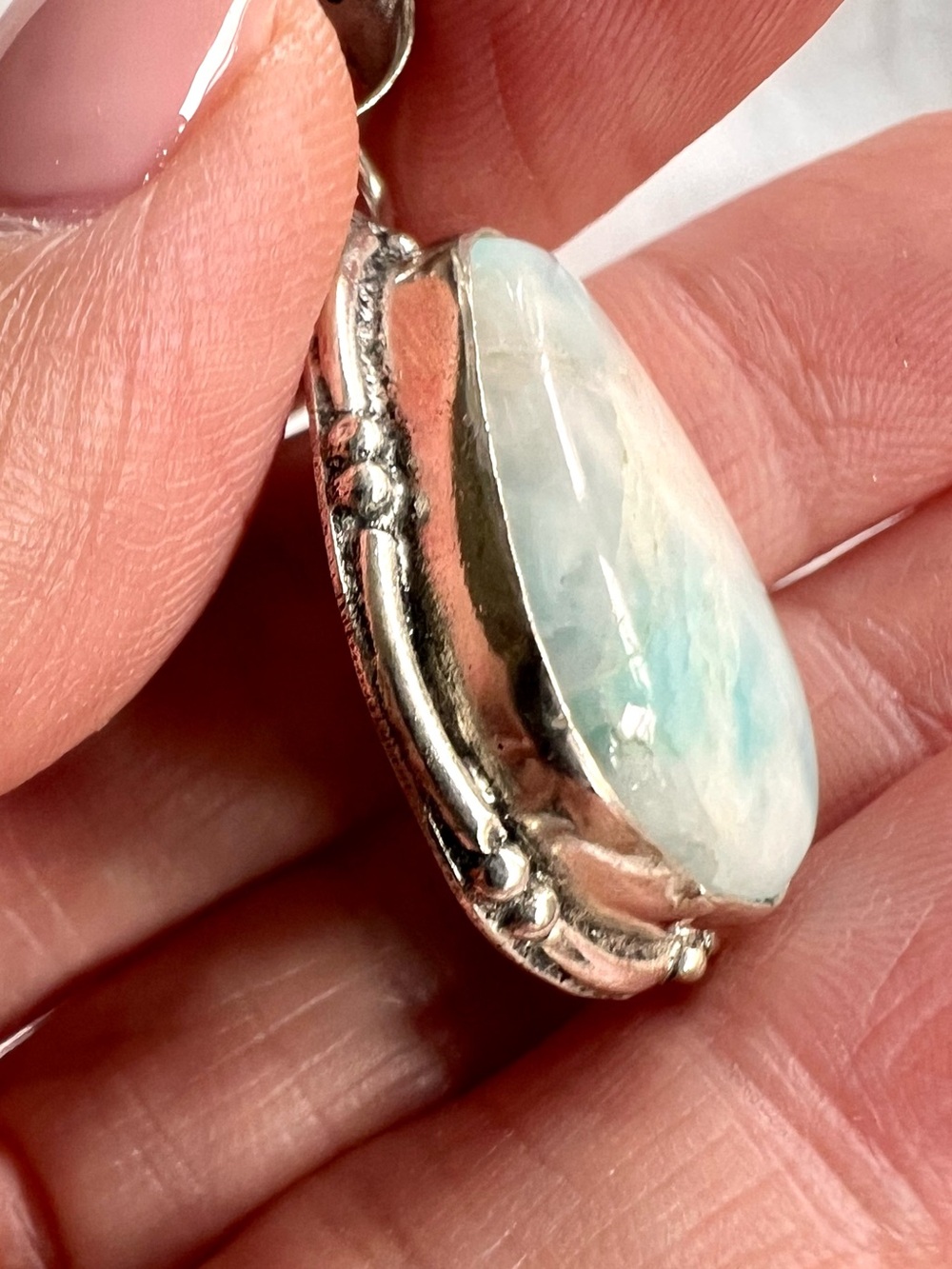 925 Calming Caribbean Larimar Pendant Necklace - Picture 8 of 9